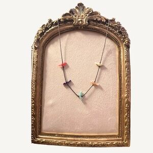 Vintage Sterling Gemstone Fetish Bird Bead Necklace